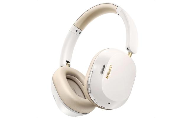 UGREEN HiTune Max5C Headphones Wireless, 75H Playtime, Adaptive Noise Cancelling, Hi-Res Sound Bluetooth 5.4 Over-ear Headsets, Custom EQ & Multiple Connection via App, Foldable Retractable Earphones - White